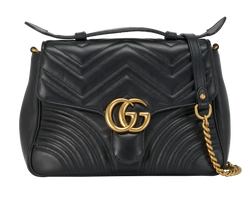 Medium Marmont Top Handle, Leather, Black, 498110, DB/S, 2*